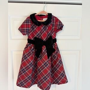 Gymboree Red Plaid Dress with Black Velvet Trim